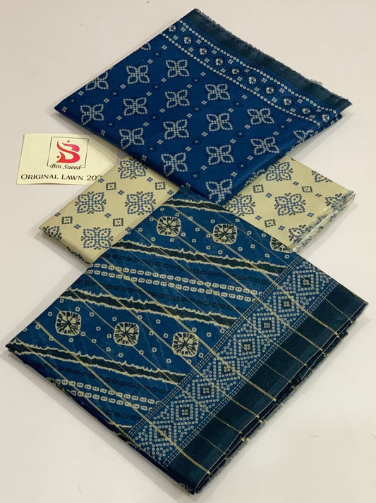 BIN SAEED | 3 PIECE | UNSTITCHED PRINTED LAWN SUIT