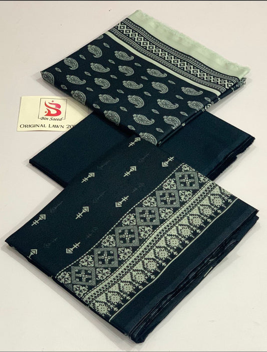 BIN SAEED | 3 PIECE | UNSTITCHED PRINTED LAWN SUIT