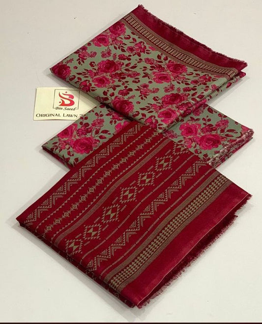 BIN SAEED | 3 PIECE | UNSTITCHED PRINTED LAWN SUIT