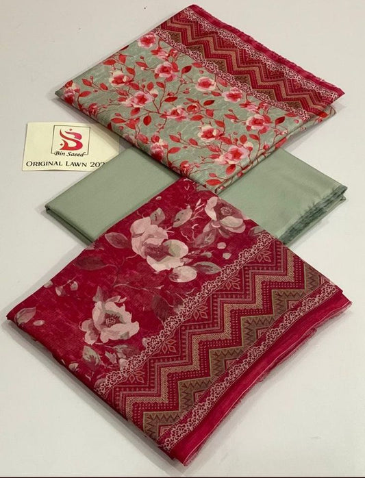 BIN SAEED | 3 PIECE | UNSTITCHED PRINTED LAWN SUIT